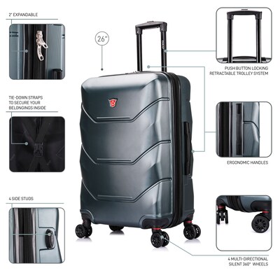 DUKAP Zonix 26" Hardside Suitcase, 4-Wheeled Spinner, TSA Checkpoint Friendly, Green (DKZON00M-GRE)