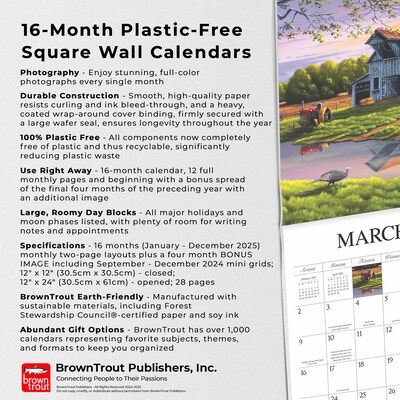 2025 Hopper Studios Vintage Country 12" x 12" Monthly  Wall Calendar (9781773728186)