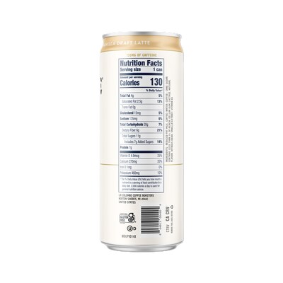 La Colombe Draft Vanilla Latte Caffeinated Cold Brew Coffee, Medium Roast, 11 oz., 12/Carton (PPPURC1203)