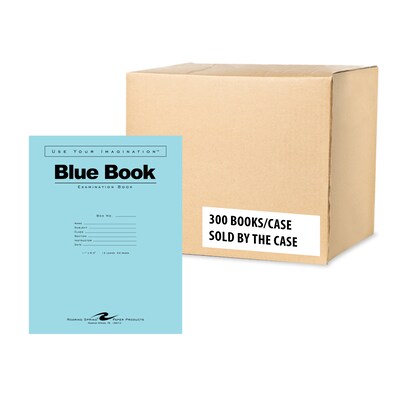 Roaring Spring Blue Book Exam Notebook, Wide Ruled, 11x 8.5 12 Sheets, 300/Pack (77519CS)