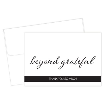 Great Papers Simply Beyond Grateful General Use Thank You Notecard Kits, Black/White, 50/Pack (2025031)