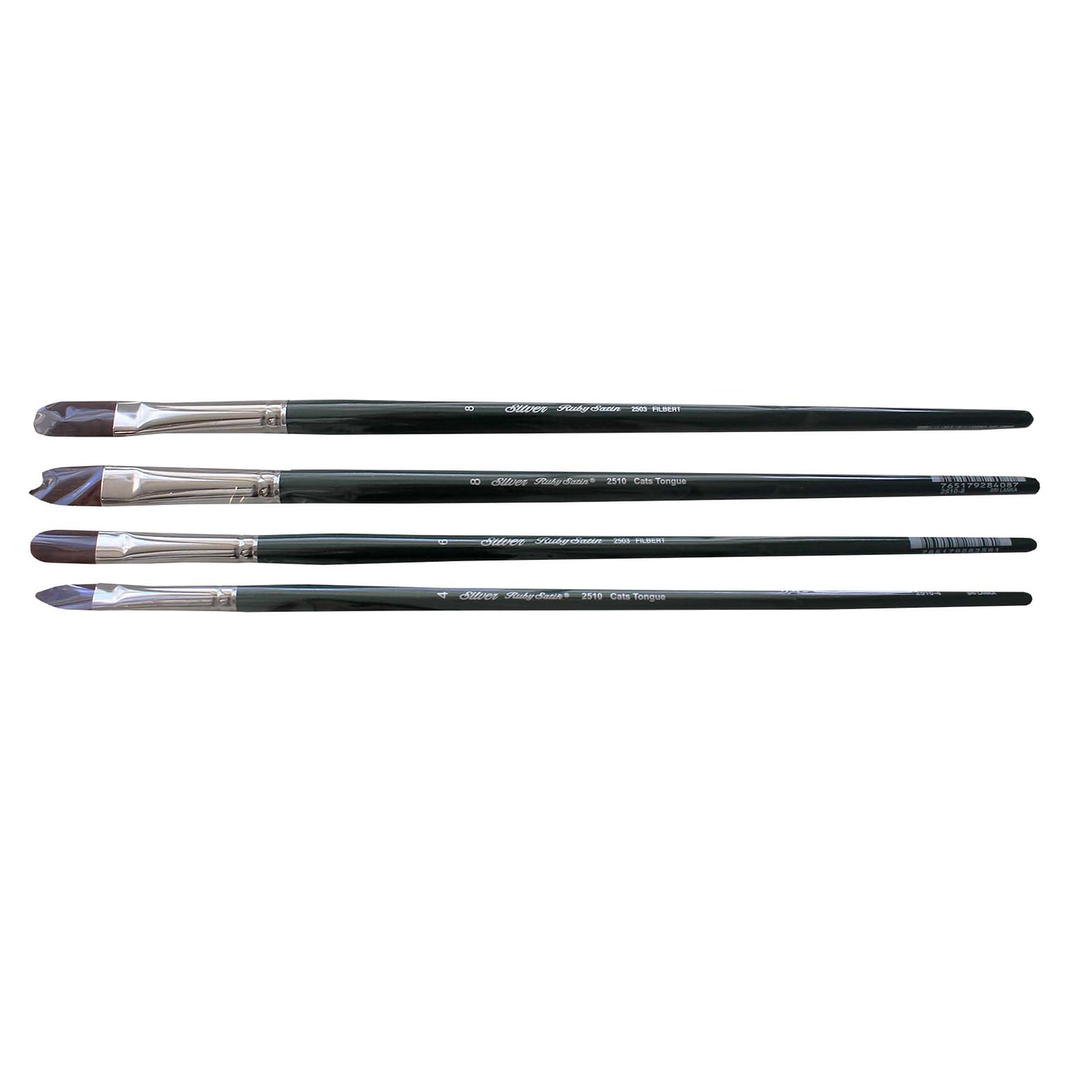 Silver Brush Synthetic Cats Tongue, Assorted Brushes, 4/Pack (SLVRS2597)