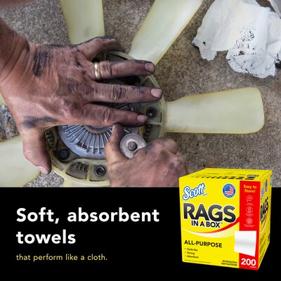 Scot Rags in a Box, 9" x 12", White, 200 Sheets/Box, 8 Boxes/Carton (75260)