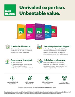 H&R Block Tax Software Premium 2024, 1 User, Win/Mac, Download (1516800-24)
