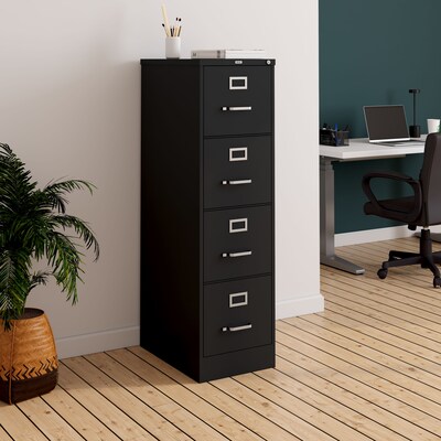 Quill Brand® 4-Drawer Vertical File Cabinet, Locking, Letter, Black, 22"D (22337D)
