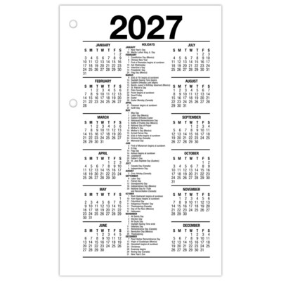 2027 AT-A-GLANCE 6" x 3.5" Daily Calendar Refill Pages, White/Black (E717R-50-27)
