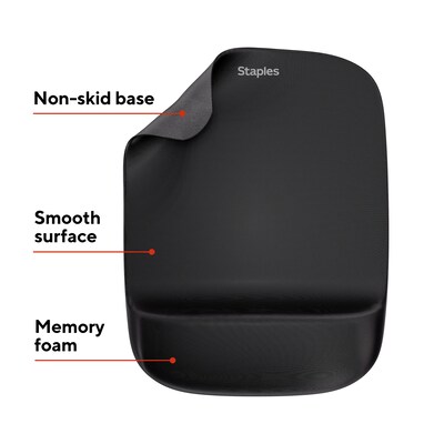 Staples TECH Foam Non-Skid Mouse Pad/Wrist Rest Combo, Black (ST63286)
