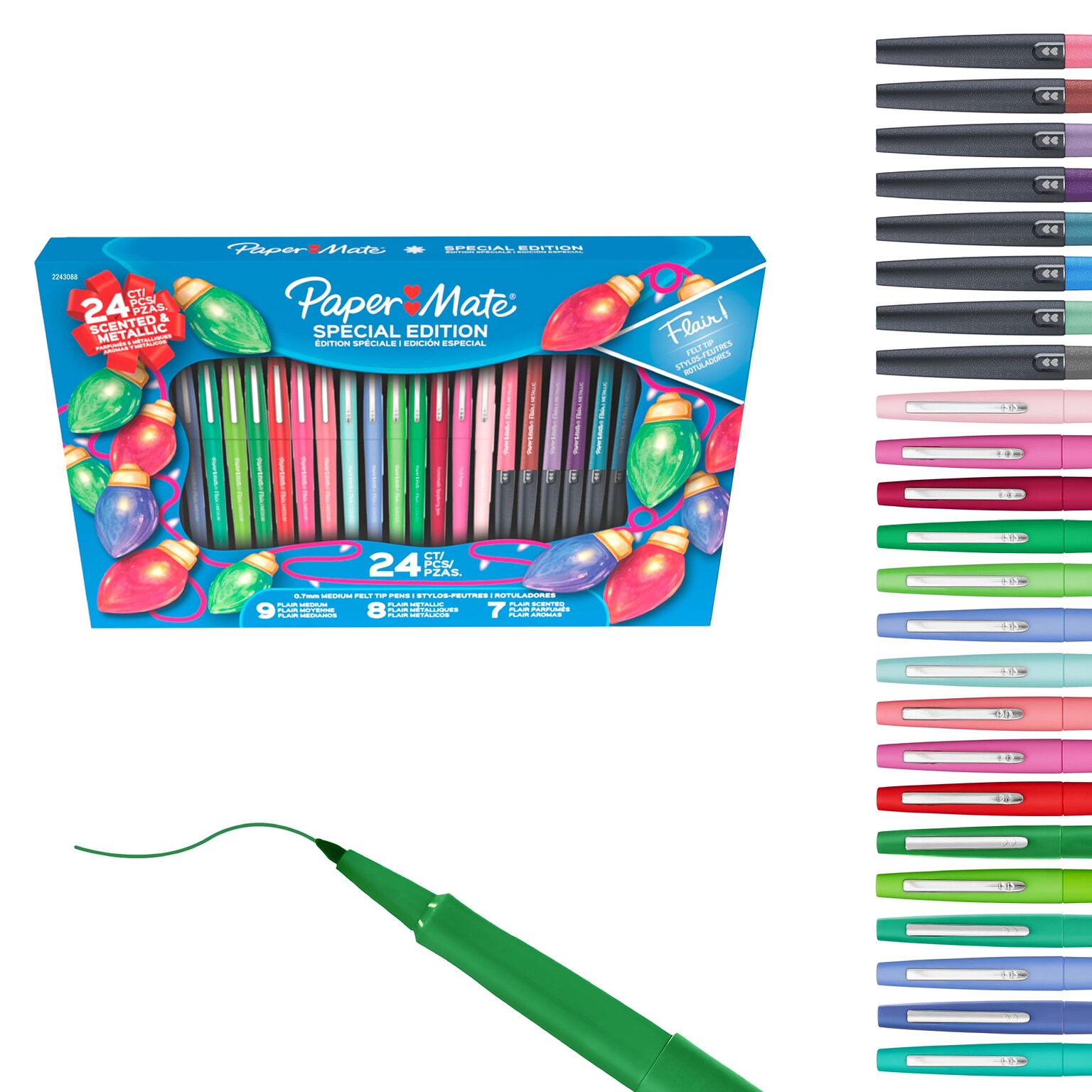 Paper Mate Flair Felt Special Edition Pens, Fine Point, 0.7mm, Assorted Ink Colors, 24/Pack (2243088)
