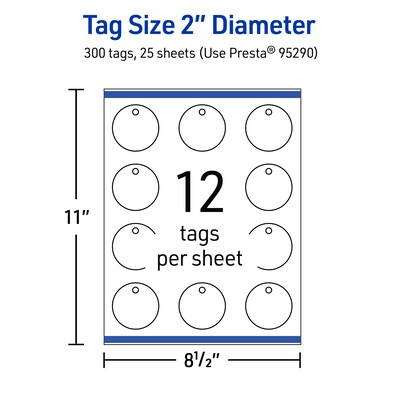 Avery 2" Diameter  Blank Price & Merchandise Tags, White, 300/Carton (95290-GWT25)
