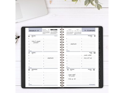 2025 AT-A-GLANCE DayMinder 5 x 8 Weekly Appointment Book, Faux Leather Cover, Black (G210-00-25)