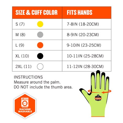 Ergodyne ProFlex 7041 Hi-Vis Nitrile-Coated Cut-Resistant Gloves, ANSI A4, Wet Grip, Lime, Small, 144 Pairs (17822)