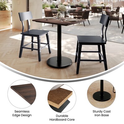 Flash Furniture Acadia Wooden Dining Table with Round Base, 23.75"D x 29.75"W, Dark Brown/Black Base (ST2430WBRTR18)
