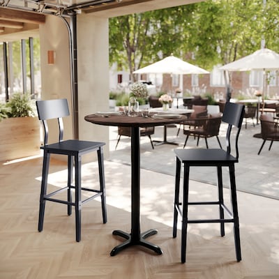 Flash Furniture Acadia 31.25 Round Wooden Dining Table with X-Base, Dark Brown/Black Base (STRD31WBRT2222B)