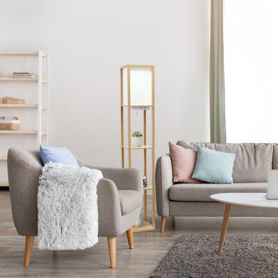 Creekwood Home Classix 62.5" Floor Lamp with Rectangular Shade, Tan (CWF-3009-TN-LB)