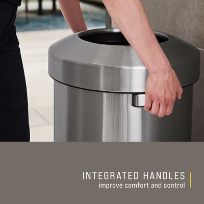 Rubbermaid Refine Stainless Steel Indoor Trash Can with Open Lid, 23 Gallon, Silver (2147584)