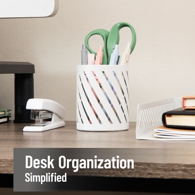 Mind Reader Metal Pen Holder, White (SLCUP-WHT)