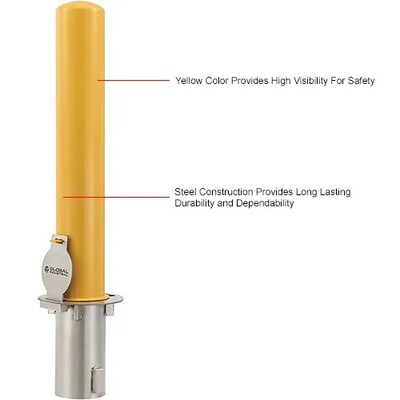 Global Industrial Removable Bollard w/ Flush Mount Sleeve, 4"D x 36"H (670517)