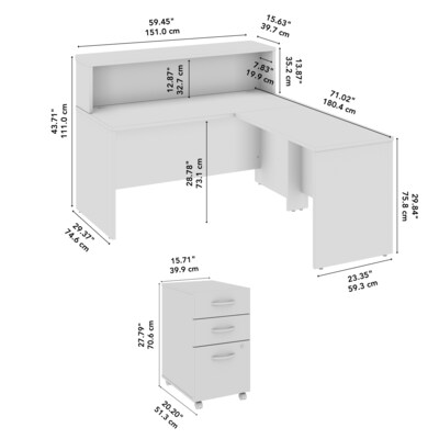 Bush Business Furniture Arrive 60"W L Shaped Reception Desk with Shelf and Mobile File Cabinet, Mocha Cherry (ARV004MR)