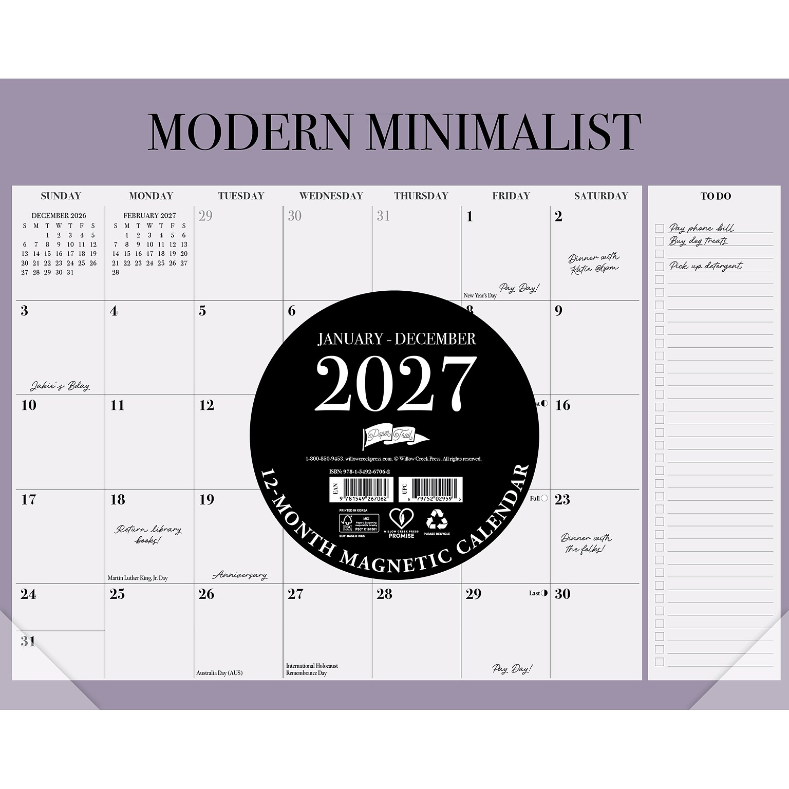 2027 Willow Creek 8 x 10 Monthly Wall Calendar, Assorted Colors (67062)