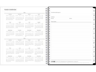 2025 Blue Sky Analeis 8.5" x 11" Weekly & Monthly Planner, Plastic Cover, White/Black (100001-25)