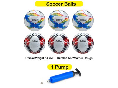 Xcello Sports Size 3 Soccer Balls, Assorted Colors, 6/Pack (XS-SB-S3-6-ASST)