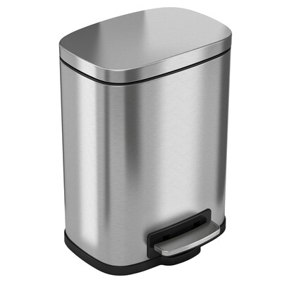 iTouchless SoftStep Stainless Steel Rectangular Step Pedal Trash Can with Removable Inner Bin, 1.32 Gal., Silver (PC05RSS)