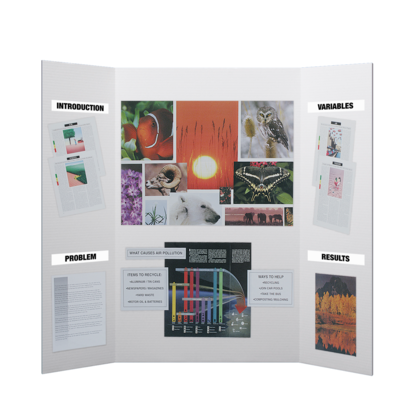 Flipside Tri-Fold Presentation Boards, 36" x 48", Corrugated Paper, White, 4/Pack (18042)