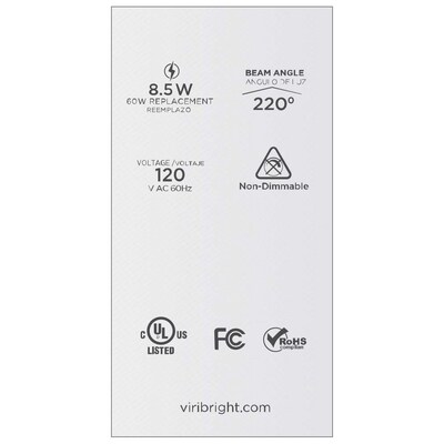 Viribright 8.5 Watts Cool White LED General-Purpose Bulb, 4/Box (640448-4)
