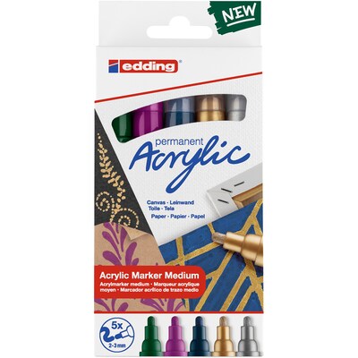 edding 5100 Series Acrylic Paint Marker, Medium Tip, Festive Colors, 5/Pack (EDD451005999)