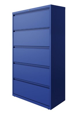 Hirsh HL10000 Series 5-Drawer Lateral File Cabinet, Locking, Letter/Legal, Classic Blue, 36" (24260)