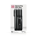 TRU RED™ Retractable Quick Dry Gel Pen, Extra Fine Point, 0.38mm, Black, 5/Pack (TR56951)