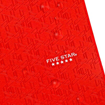 Five Star Stay Put  3-Hole Punched 2 Pocket Plastic Folder, Fire Red (333420D-ECM26)