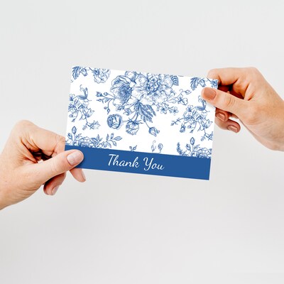Great Papers Blue Floral Toile General Use Thank You Notecard Kits, Multicolored, 24/Pack (2025020)