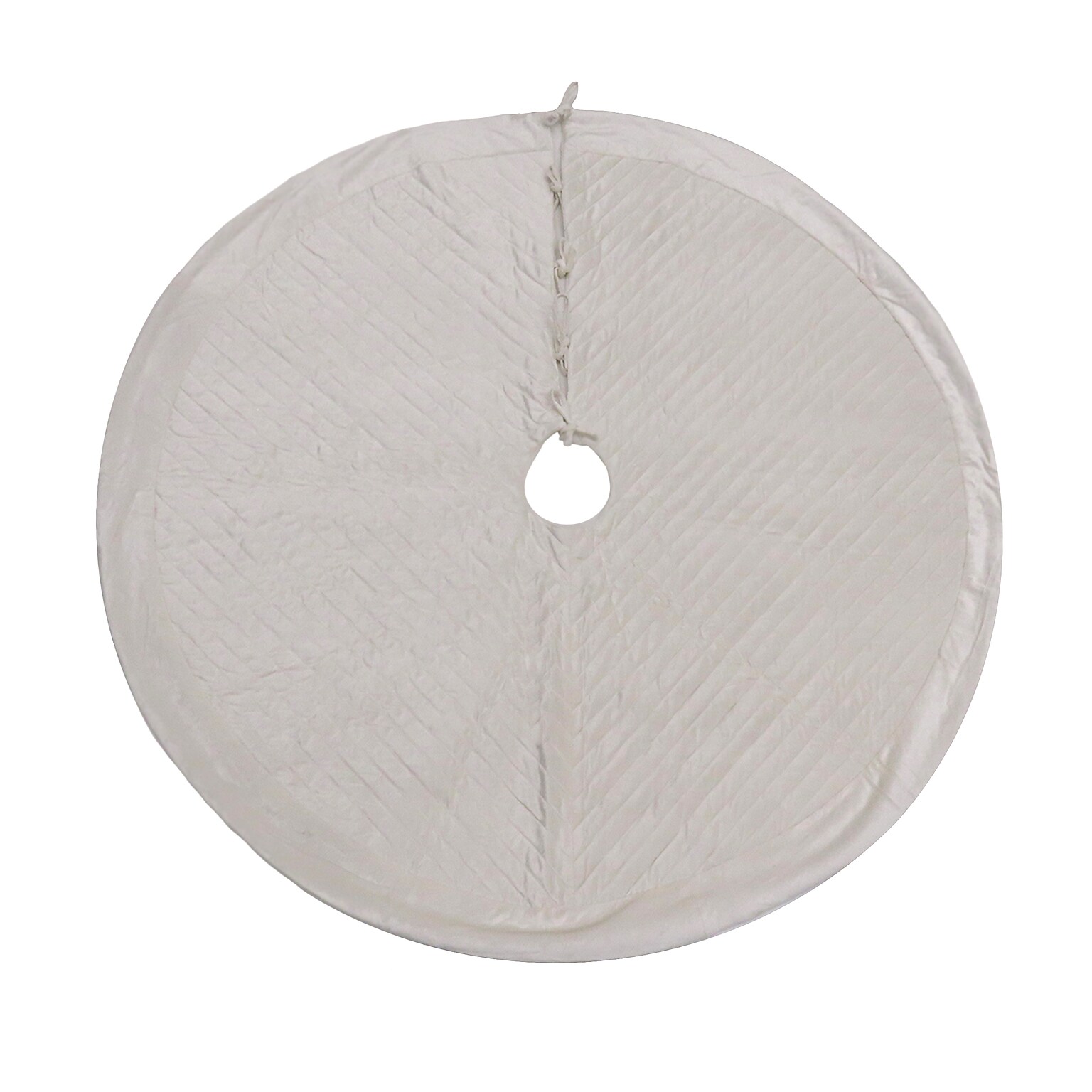 National Tree Company 60” HGTV Home Collection Quilted Velvet Tree Skirt, Ivory (DD94-TDD1242IV)