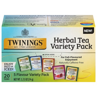 Twinings Assorted Herbal Tea Bags, 20/Box (F08666)