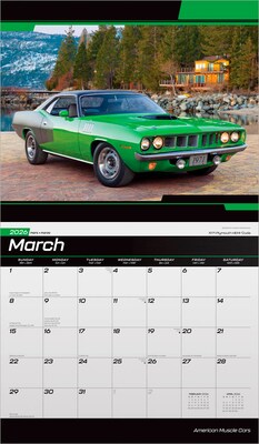 2026 BrownTrout American Muscle Cars 14" x 12" Monthly Wall Calendar (9798330701315)