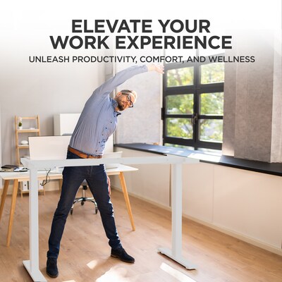 Uncaged Ergonomics RISE UP Electric Adjustable Height Steel Ergonomic Sit Stand Office Desk Frame, White (RUW)