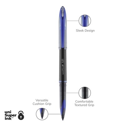 uni-ball AIR Porous Point Pens, Medium Point, 0.7mm, Blue Ink, 3/Pack (1926810)