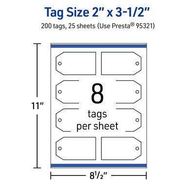 Avery 2" x 3-1/2"  Blank Price & Merchandise Tags, White, 200/Carton (95321-GWT25)