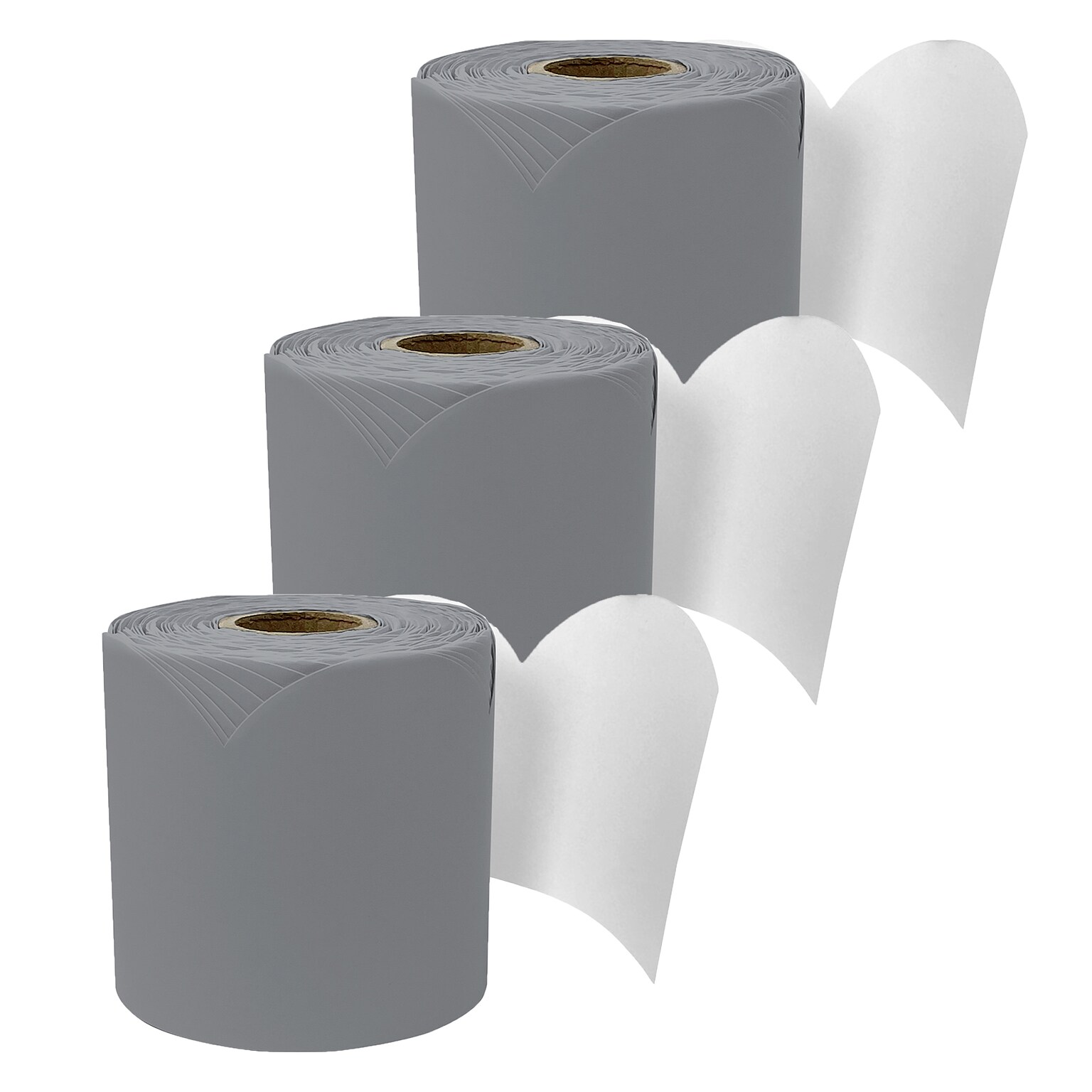Carson Dellosa Education Rolled Scalloped Bulletin Board Border, 3 x 65, Steel Gray, 3/Bundle (CD-108539-3)