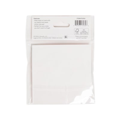 U Brands Super Sticky Notes, 3" x 3", Painted Fruit, 60 Sheets/Pad (7039U12-48)