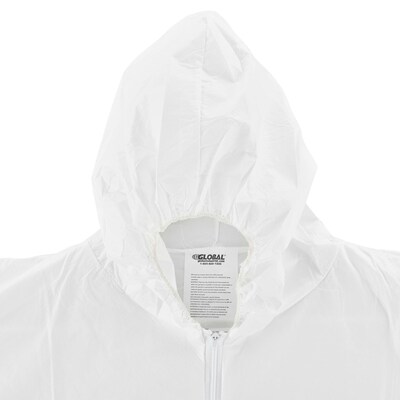 Global Industrial Disposable Microporous Coverall Elastic Hood & Boots WHT 3XL 25/Case (708191XXXL)