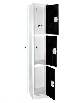 AdirOffice 72H 3-Tier Black Storage Locker (ADI629-203-BLK-DL)