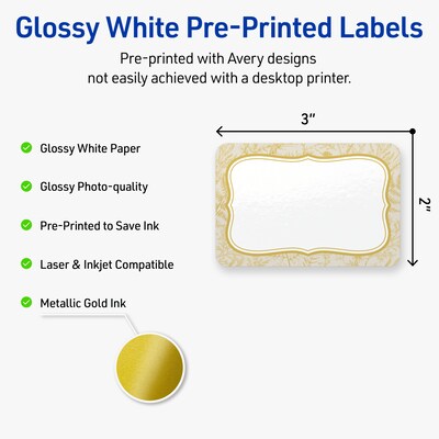 Avery Rectangle Laser/Inkjet Multipurpose Labels, 2 x 3, White, 80/Pack (19479371082)