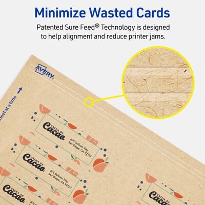 Avery Business Cards, 1" x 3", Matte Kraft Brown, 160/Pack (95283)