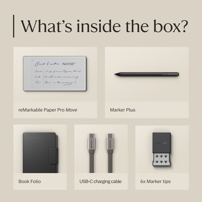 reMarkable Paper Pro Move 7.3" Paper Tablet with Marker Plus & Premium Leather Book Folio, Black  (RM91A-1004NW)