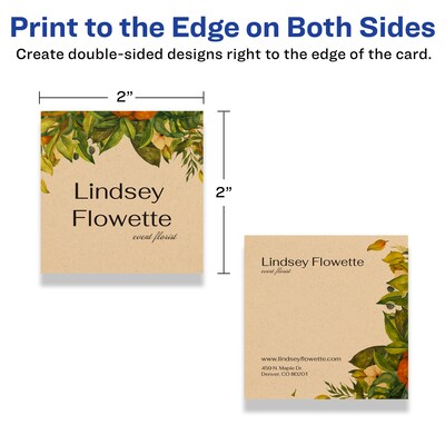 Avery Integrated Cards, 2" x 2", Matte Kraft Brown, 120/Pack (95269)