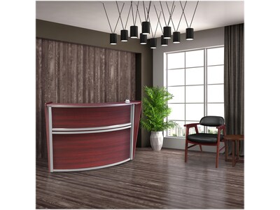 Regency Marque 72"W Curved Reception Desk Workstation, Mahogany (77290MH)