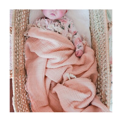 Baby Crane 6-Layer Muslin Blanket, Desert Rose (BC-140BL-1)