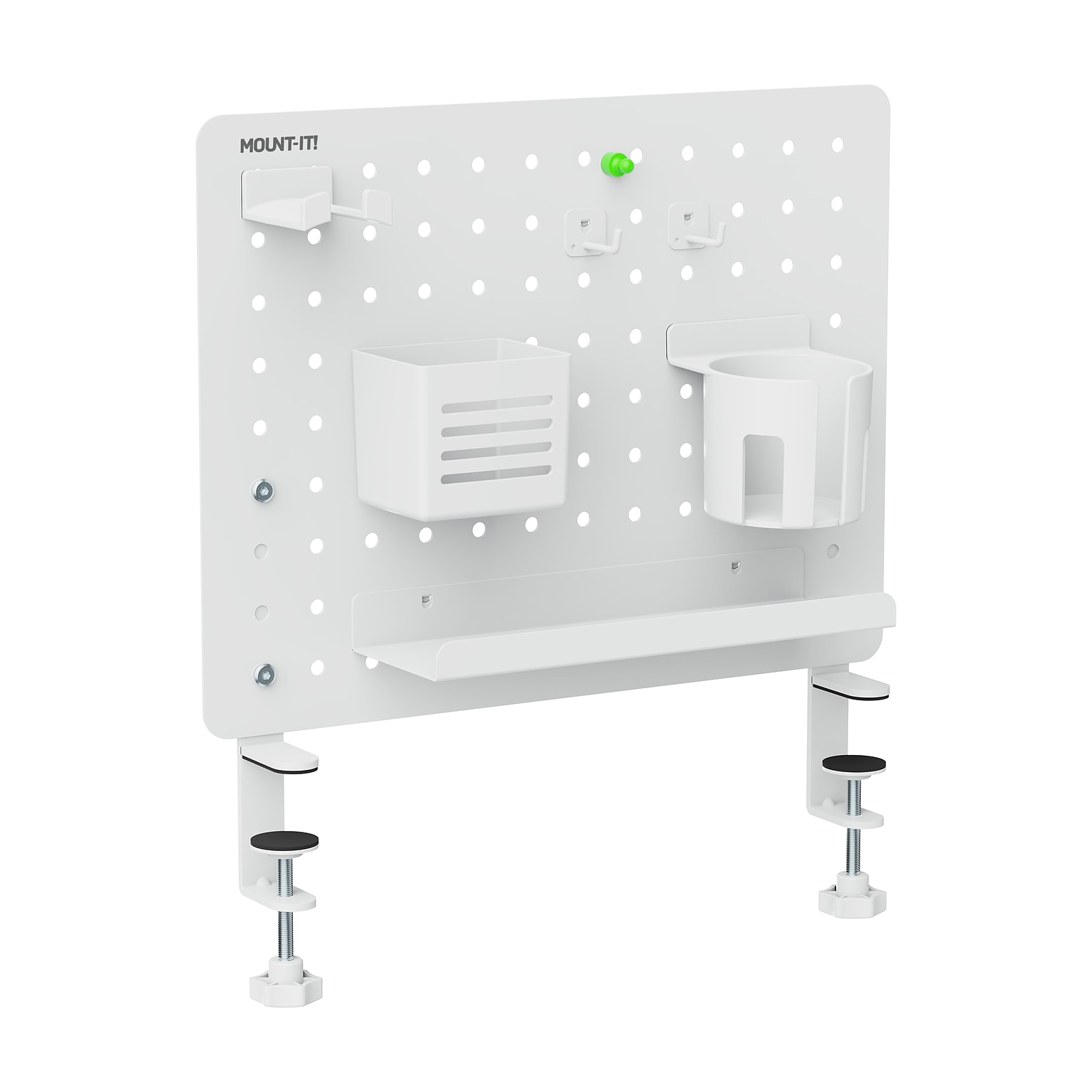 Mount-It! Clamp-On Pegboard Organizer with Accessories for Desks, White (MI-7302WHT)